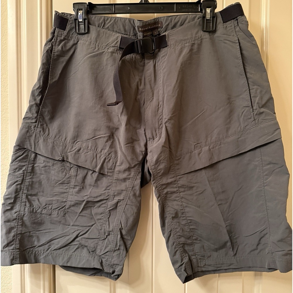 Royal Robbins Men's Gray Cargo Hiking Shorts Large **Gorpcore Trail Tech**